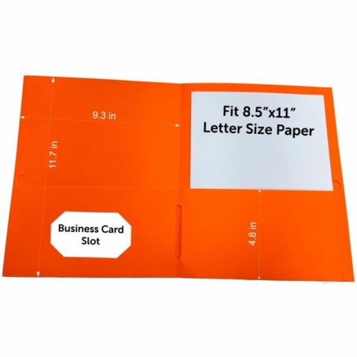 Sparco Leatherette Portfolio, 8-1/2" x 11", 2 Pocket, Orange, Box Of 25