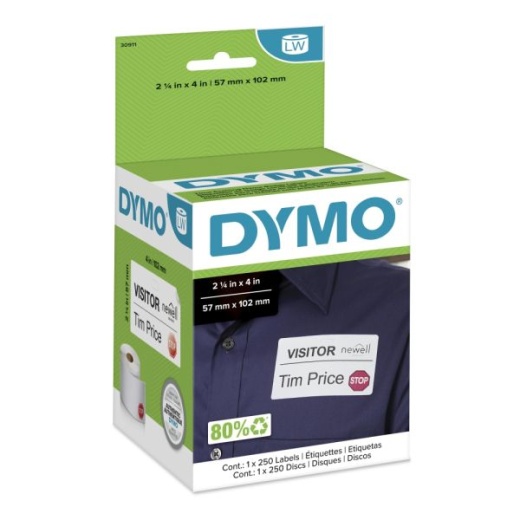 Dymo Visitor Management Time-Expiring Name Badges, Adhesive, 2.25" x 4"