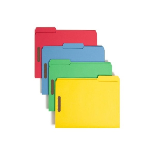 Smead Color Reinforced Tab Fastener Folders, Letter Size, Assorted Colors, Pack Of 50