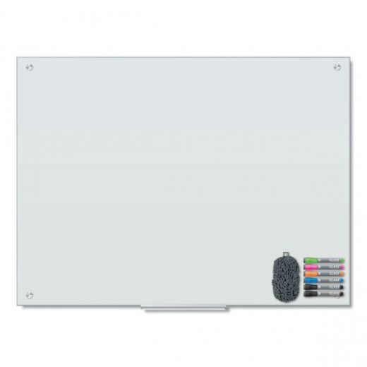 U Brands Magnetic Glass Dry Erase Board Value Pack, 47" X 35", Frosted White