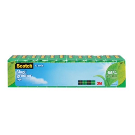 Scotch Greener Magic Tape, Invisible, 3/4 In X 900 In, 12 Tape Rolls