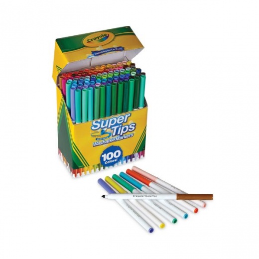 Washable Super Tip Markers, 10ct feature a durable concial tip that allows  for thin or thick lines, Crayola.com