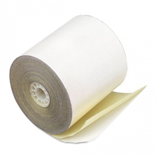 Iconex Impact Printing Carbonless Paper Rolls - 2.25" x 70 Ft, White/Canary, 50/Carton