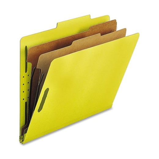 Nature Saver 2-Divider Classification Folders, Letter Size, Yellow, Box of 10