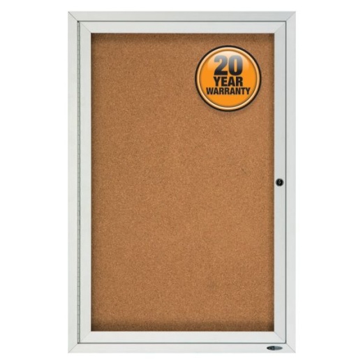Quartet Enclosed Outdoor 1-Door Bulletin Board, 36" x 24", Aluminum Frame With Silver Finish