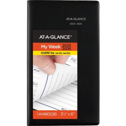 At-A-Glance Dayminder Academic 2025-2026 Weekly Planner, Black, Pocket, 3 1/2" X 6"