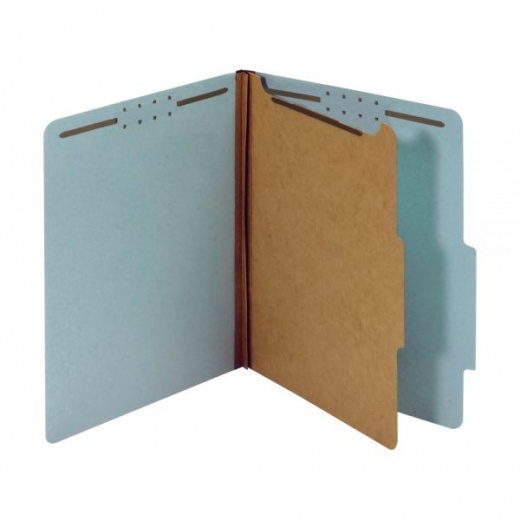Pressboard Classification Folders With Fasteners, Letter Size, 100% Recycled, Light Blue, Pack Of 10 Folders
