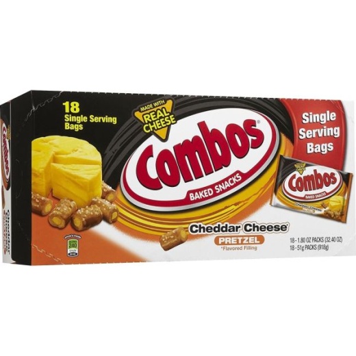 Combos Snack, Cheddar Cheese Pretzel, 1.8 Oz, Box Of 12