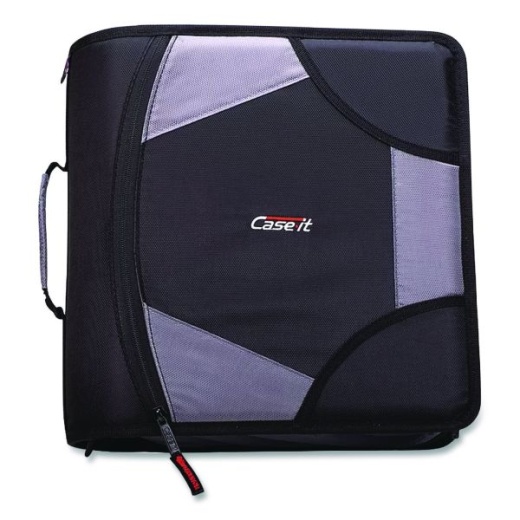 Case It King Size Mighty Zip Tab Binder, 3 Rings, 4" Capacity, 11 X 8.5, Black