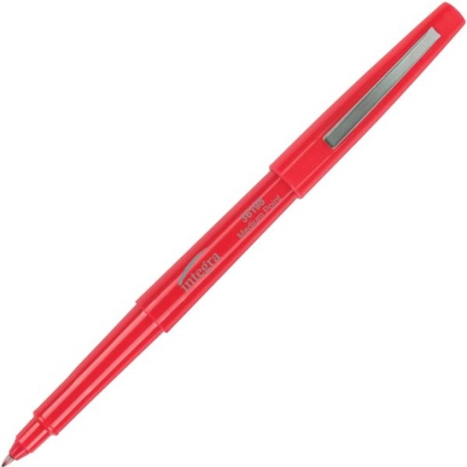 Integra Medium-Point Pen - Red Water Based Ink - Red Barrel - 12 / Dozen