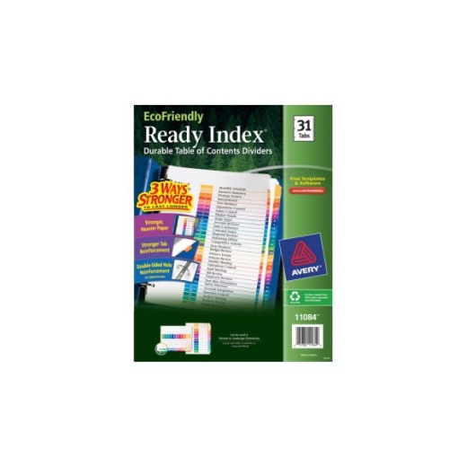 Avery Ecofriendly Ready Index Table Of Contents Dividers