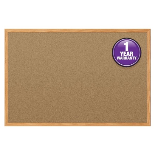 Quartet Economy Cork Bulletin Board, 24x36, Wood Frame With Oak Finish