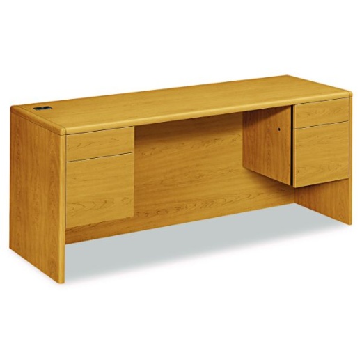 Hon 10700 Kneespace Credenza, 3/4 Height Pedestals, 72W X 24D X 29.5H, Harvest