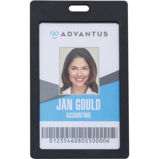 Advantus Vertical Rigid ID Badge Holder - 6/Pack - Black