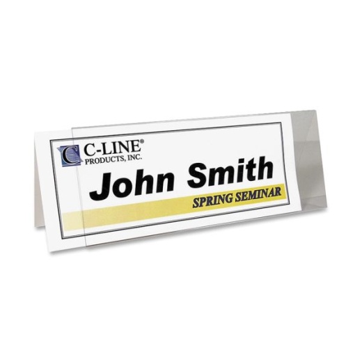 C-Line Inkjet/Laser Name Tent Holders, 11 1/5" x 4 3/10", Clear, Box Of 25