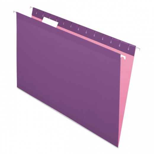Pendaflex Colored Reinforced Hanging Folders, Legal Size, 1/5-Cut Tabs, Violet, 25/Box