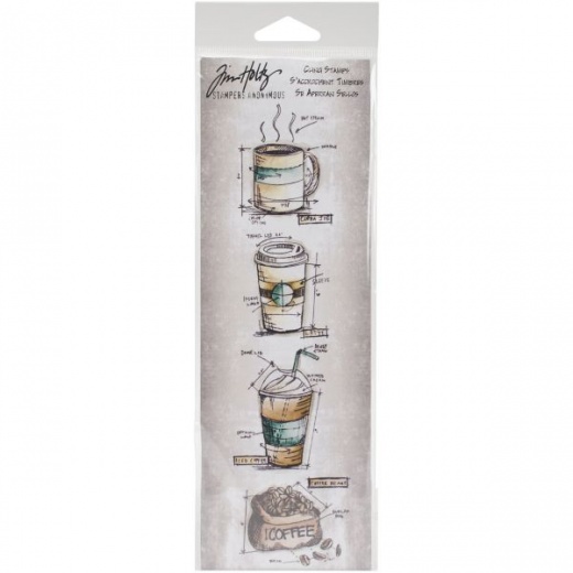 Tim Holtz Mini Blueprints Strip Cling Stamps 3"X10"