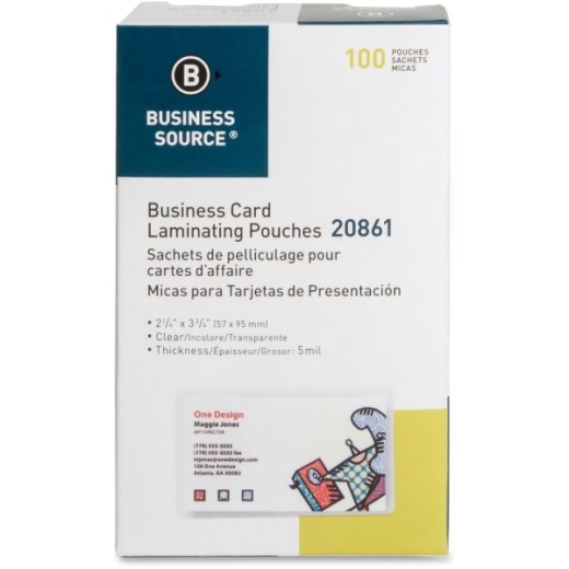 Business Source 5 Mil Business Card Laminating Pouches