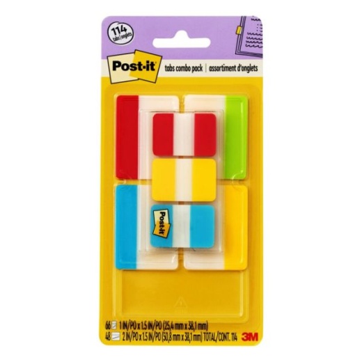 Post-it Notes Durable Filing Tabs, 1" and 2" Tabs, Pack of 7 Pads