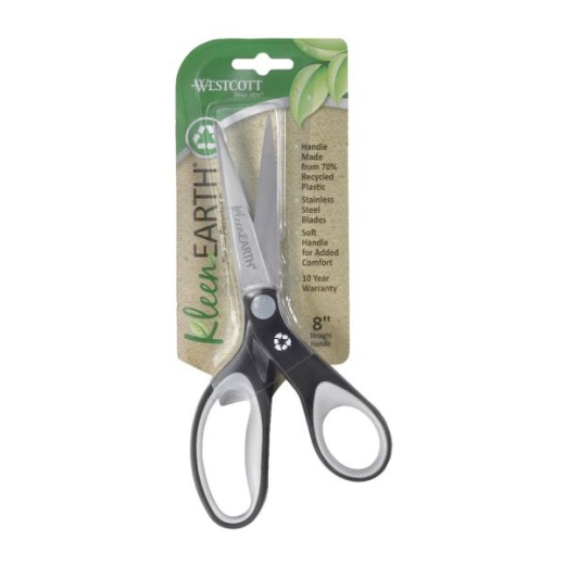 Westcott Ruler Kleenearth Soft-Handle Scissors, 8" - Eco-Friendly Scissors for Office and School Use