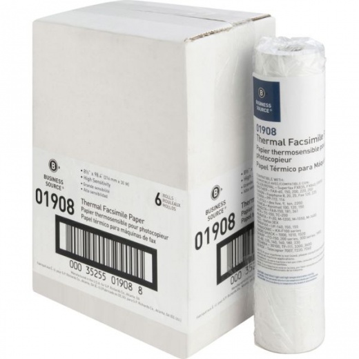 Business Source Thermal Fax Paper Rolls - 8 1/2" x 98 ft - 6 Carton