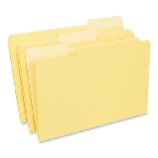 Universal Interior File Folders, 1/3-Cut Tabs: Assorted, Legal Size, 11-Pt Stock, Yellow, 100/Box