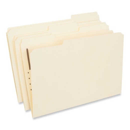 Universal Reinforced Top Tab Fastener Folders - Legal Size, 1 Fastener, 0.75" Expansion, Manila Exterior, 50/Box