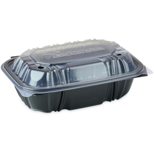 Pactiv Evergreen Earthchoice Vented Dual-Color Microwavable Hinged-Lid Containers, 1-Compartment, , Black/Clear, Pack Of 140 - Dc961000b000
