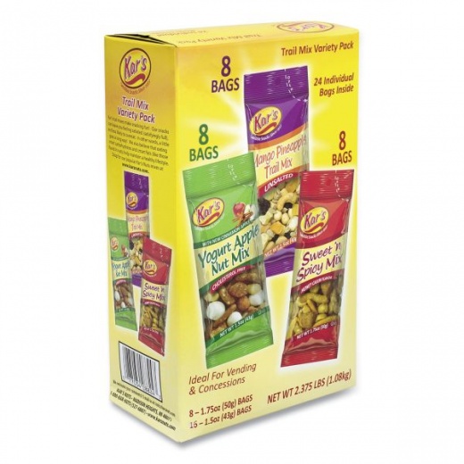 Kar's Trail Mix Variety Pack, Assorted Flavors, 24 Packets/Carton