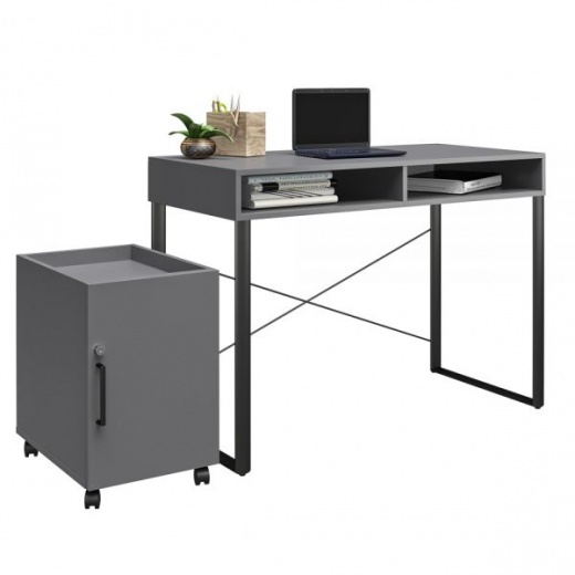 Realspace Bexler 42 W Computer Desk With Mobile Cart GrayBlack