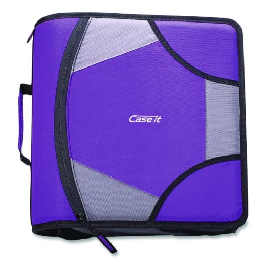 Case It King Size Mighty Zip Tab Binder - 3 Rings, 4" Capacity, 11 X 8.5, Purple