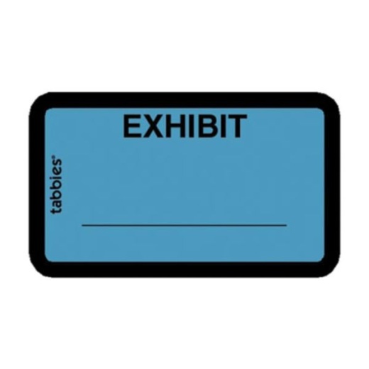 Tabbies Color-Coded Legal Exhibit Labels 1 5/8"W X 1"L, Blue, Pack Of 252