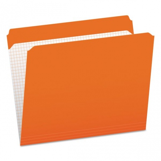 Pendaflex Double-Ply Reinforced Top Tab Colored File Folders, Straight Tabs, Letter Size, 0.75" Expansion, Orange, 100/Box