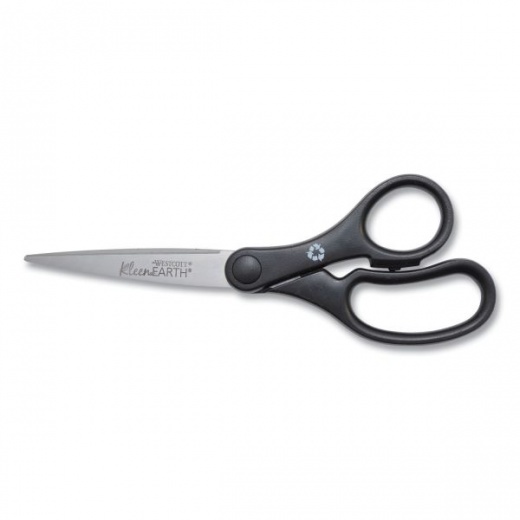 Westcott KleenEarth Basic Plastic Handle Scissors, 7" Long, 2.8" Cut Length, Straight Black Handle