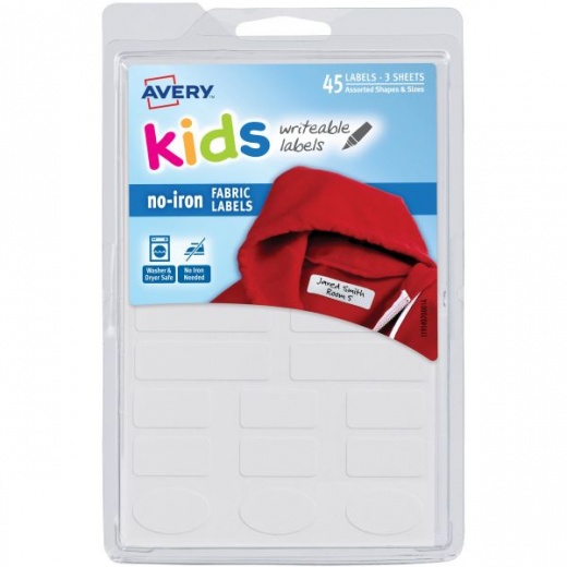 Avery Kids Writeable Labels No-Iron Fabric Labels 45/Pkg
