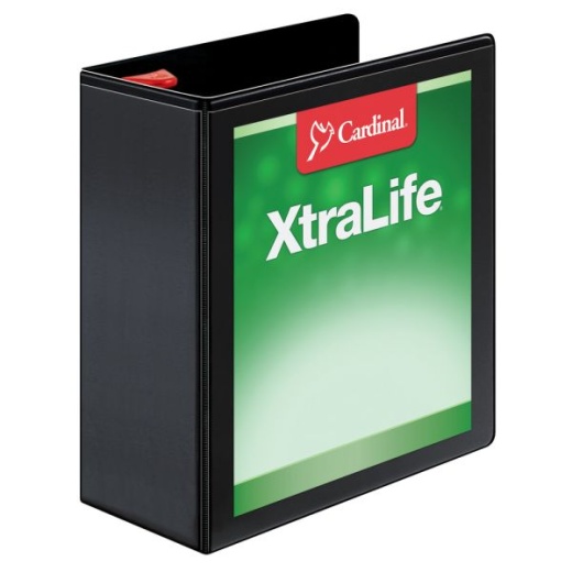 Cardinal Xtralife Locking Slant-D Ring 3-Ring Binder, 4" D-Rings, Black
