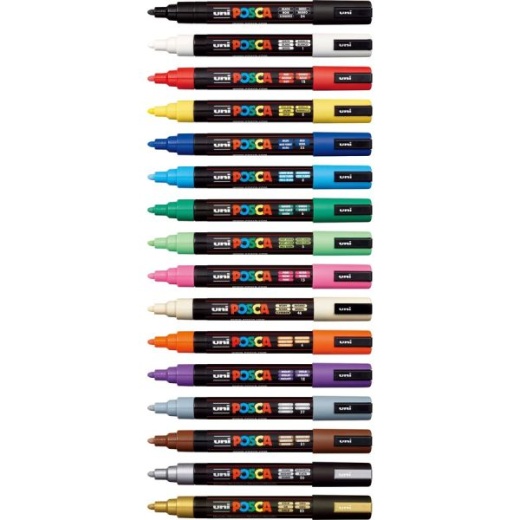 Posca Permanent Specialty Marker, Fine Bullet Tip, Assorted Colors,16-pack