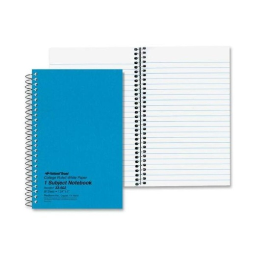 Rediform Kolor-Kraft Notebook, 5" X 7-3/4", 1 Subject, 80 Sheets, Blue