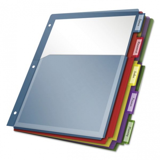 Cardinal Expanding Pocket Index Dividers, 5-Tab, 11 x 8.5, Assorted, 1 Set