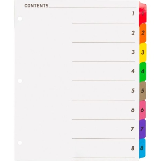 Sparco Quick Index Dividers With Table Of Contents Page