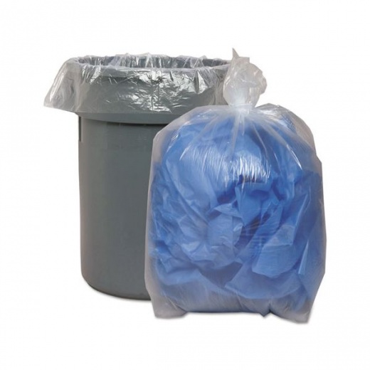 High Density Can Liners, 33 gal, 13 mic, 33 x 39, Natural, 25 Bags/Roll,  10 Rolls/Carton