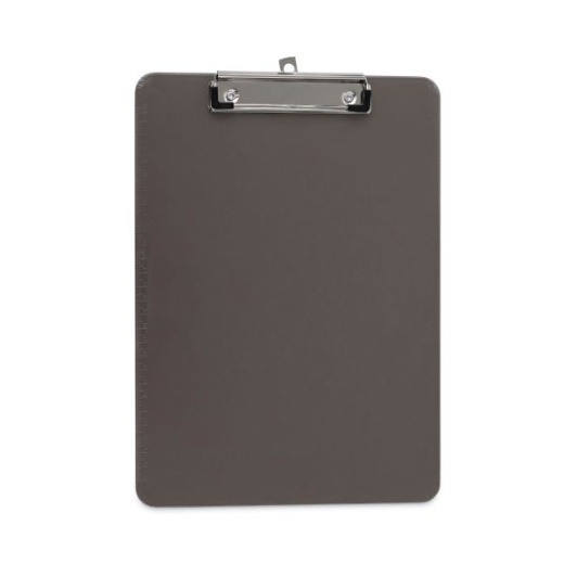 Universal Plastic Clipboard with Low Profile Clip, 0.5" Clip Capacity, Holds 8.5 x 11 Sheets, Translucent Black