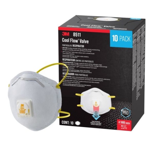 3M Cool Flow Paint Sanding Valved Respirator N95, Pack of 10