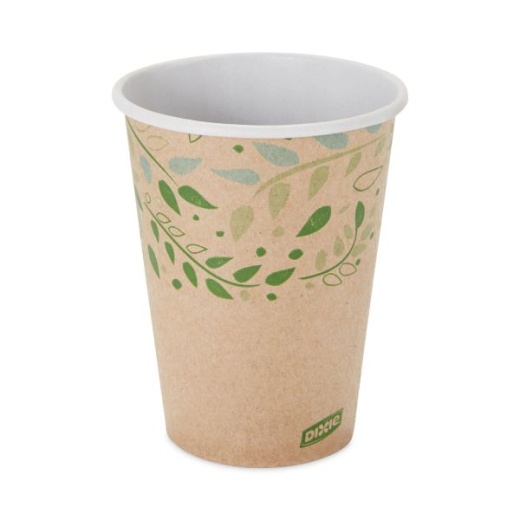 Dixie Ecosmart Recycled Fiber Hot/Cold Cups, 12 Oz, Kraft/Green, 50/Sleeve, 20 Sleeves/Carton