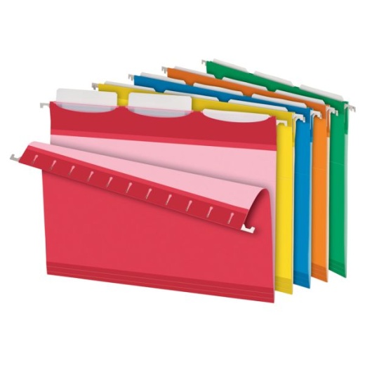 Pendaflex Ready-Tab Reinforced Hanging Folders, With Lift Tab Technology, 1/3 Cut, Letter Size, Assorted Colors, Pack of 25
