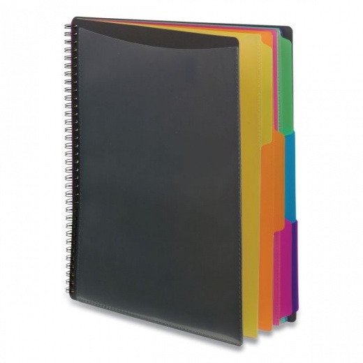 Smead Poly Project Organizer with 12 Letter-Size Sleeves, Gray with Bright Pockets