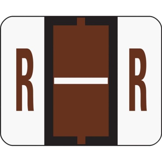 Smead BCCR Bar-Style Permanent Alphabetical Labels, R, Brown, Roll Of 500