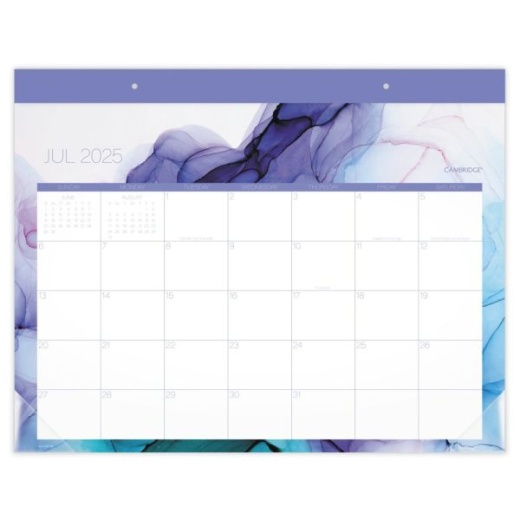Cambridge Aqueous Academic 2025-2026 Monthly Desk Pad Calendar, Standard, 21 3/4" X 17"