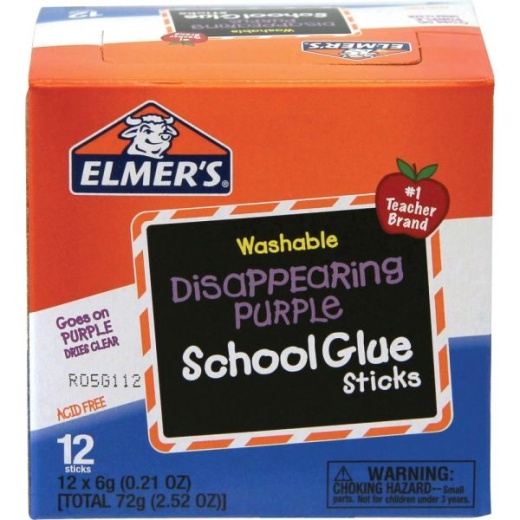Elmer's Disappearing Purple School Glue Sticks, Washable, 7 Grams