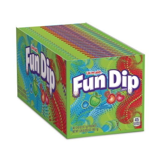 Lik-M-Aid Fun Dip Candy, Assorted Flavors, 0.43 Oz Pouches, 48/Box